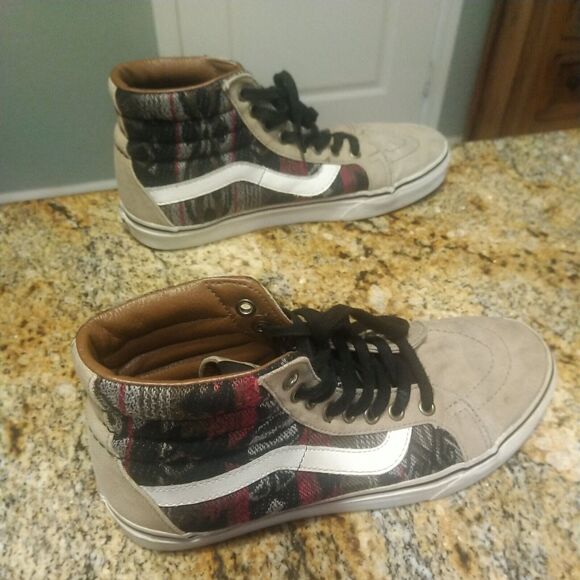 Vans Women’s 9/Mens 7.5 Shoes Aztec Woven & Leather Hi-Tops Skater Sk-8 Hi main image 9